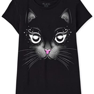 The Children's Place Girls' Short Sleeve Graphic T-Shirt, CAT FACE, XSmall (4)