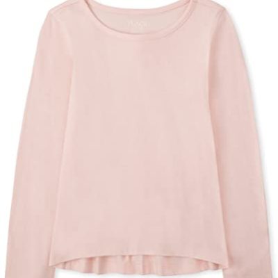 The Children's Place Girls' Short Sleeve High Low T-Shirt, Pale Pink, M