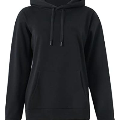 THE GYM PEOPLE Women's Basic Pullover Hoodie Loose fit Ultra Soft Fleece Hooded Sweatshirt with Pockets - Black - XL