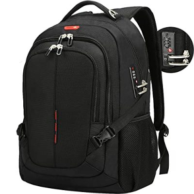 Travel Laptop Backpack Anti-Theft Bag with Password Lock Fit 15.6 Inch Laptops for Men Women College School Student Gift, Black, 15.6
