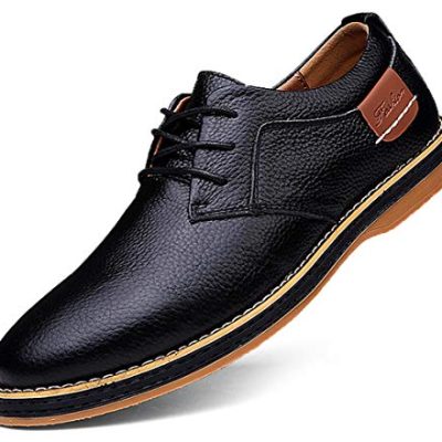 TSIODFO Men's Dress Shoes Black Brown Genuine Cow Leather Oxfords Business Casual Shoes Black Size: 13