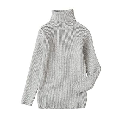 Unisex Baby Boys Girls Warm Knit Sweater Pullover Long Sleeve Soft Turtleneck High Neck Solid Children Autumn Sweater (Gray,4 Years)