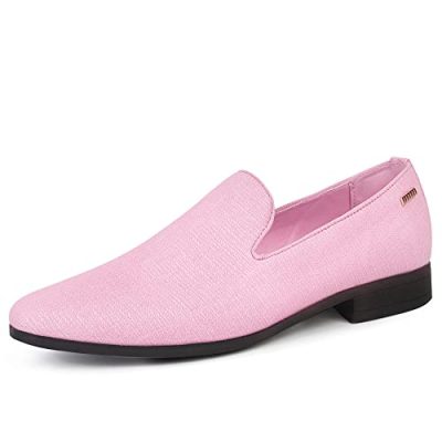 UUBARIS Mens Loafers Dress Shoes Slip On Driving Shoes Tuxedo Suit Shoes, Pink, 4 UK