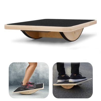 Valhalla Fitness Wooden Rocker Board Yoga Balance Board Anti-Skid Roller Exercise Training Board (Large)
