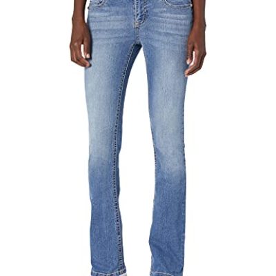 WallFlower Women's Luscious Curvy Bootcut Mid-Rise Bling Insta Stretch Juniors Jeans (Standard and Plus), Veronica, 22 Plus