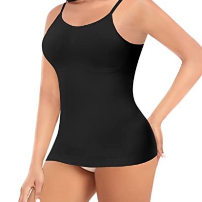 Werkiss Shapewear Camisole Tank Tops Cami with Built in Bra(#1 Black-seamless393-uknews, M)