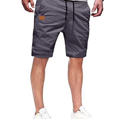 YAOBAOLE Mens Chino Shorts Mens Summer Drawstring Casual Sports Shorts Dark Gray XL